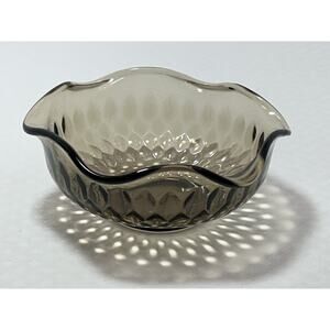 VTG Indiana Glass Smoke Diamond Point Ruffle Candy‎ Dish